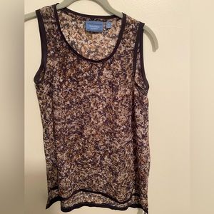 Women’s Simply Vera Semi Sheer Hi-lo Tank Top sz. XS, mulberry/brown floral